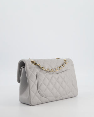 Chanel Dove Grey Small Classic Double Flap Bag in Caviar Leather with Champagne Gold Hardware