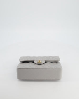 Chanel Dove Grey Small Classic Double Flap Bag in Caviar Leather with Champagne Gold Hardware