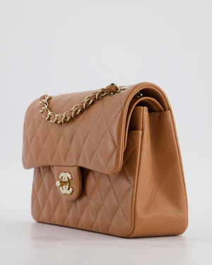 *HOT* Chanel Caramel Small Classic Double Flap Bag in Lambskin Leather with Champagne Gold Hardware