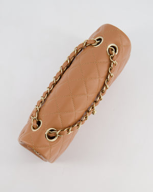 *HOT* Chanel Caramel Small Classic Double Flap Bag in Lambskin Leather with Champagne Gold Hardware