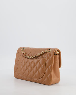 *HOT* Chanel Caramel Small Classic Double Flap Bag in Lambskin Leather with Champagne Gold Hardware
