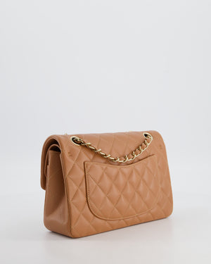 *HOT* Chanel Caramel Small Classic Double Flap Bag in Lambskin Leather with Champagne Gold Hardware