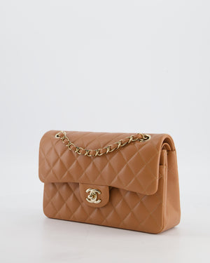 *HOT* Chanel Caramel Small Classic Double Flap Bag in Lambskin Leather with Champagne Gold Hardware