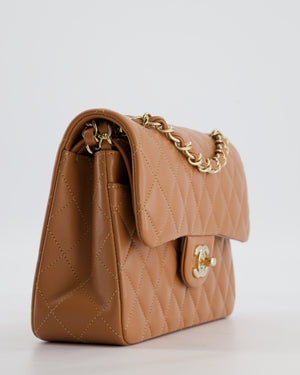 *HOT* Chanel Caramel Small Classic Double Flap Bag in Lambskin Leather with Champagne Gold Hardware