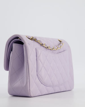 *CUTE COLOUR* Chanel Small Classic Double Flap Bag in Light Violet Lambskin Leather with Champagne Gold Hardware