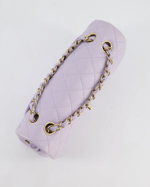 *CUTE COLOUR* Chanel Small Classic Double Flap Bag in Light Violet Lambskin Leather with Champagne Gold Hardware