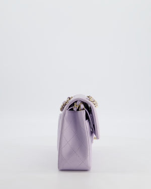 *CUTE COLOUR* Chanel Small Classic Double Flap Bag in Light Violet Lambskin Leather with Champagne Gold Hardware