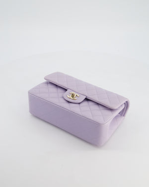 *CUTE COLOUR* Chanel Small Classic Double Flap Bag in Light Violet Lambskin Leather with Champagne Gold Hardware
