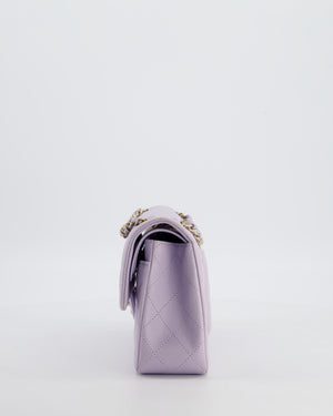 *CUTE COLOUR* Chanel Small Classic Double Flap Bag in Light Violet Lambskin Leather with Champagne Gold Hardware