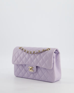 *CUTE COLOUR* Chanel Small Classic Double Flap Bag in Light Violet Lambskin Leather with Champagne Gold Hardware