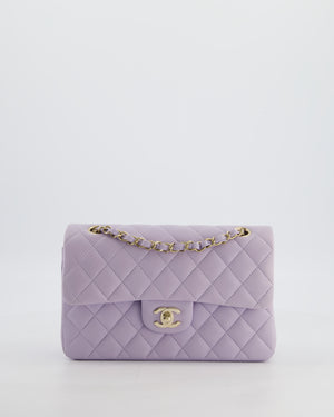 *CUTE COLOUR* Chanel Small Classic Double Flap Bag in Light Violet Lambskin Leather with Champagne Gold Hardware