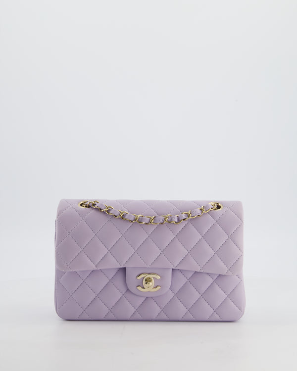 *CUTE COLOUR* Chanel Small Classic Double Flap Bag in Light Violet Lambskin Leather with Champagne Gold Hardware