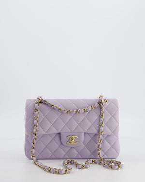 *CUTE COLOUR* Chanel Small Classic Double Flap Bag in Light Violet Lambskin Leather with Champagne Gold Hardware