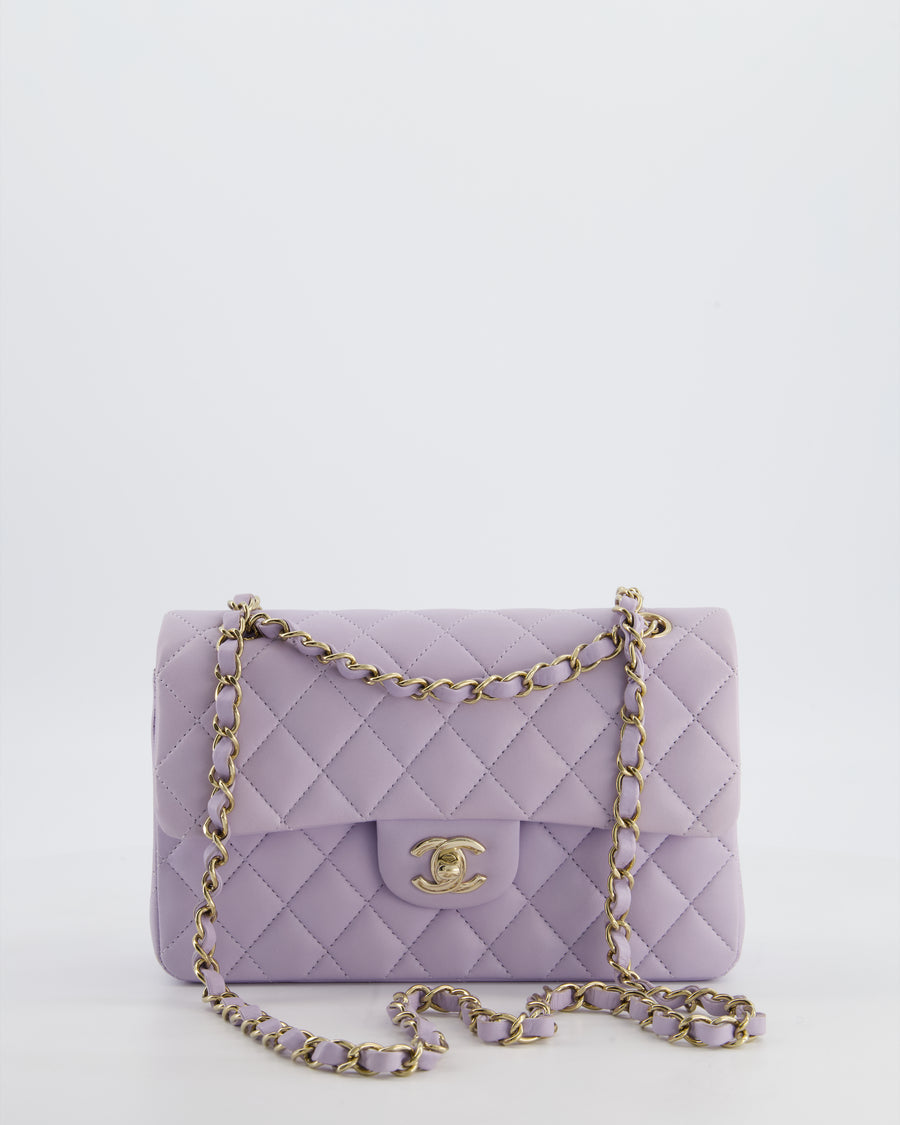 *CUTE COLOUR* Chanel Small Classic Double Flap Bag in Light Violet Lambskin Leather with Champagne Gold Hardware