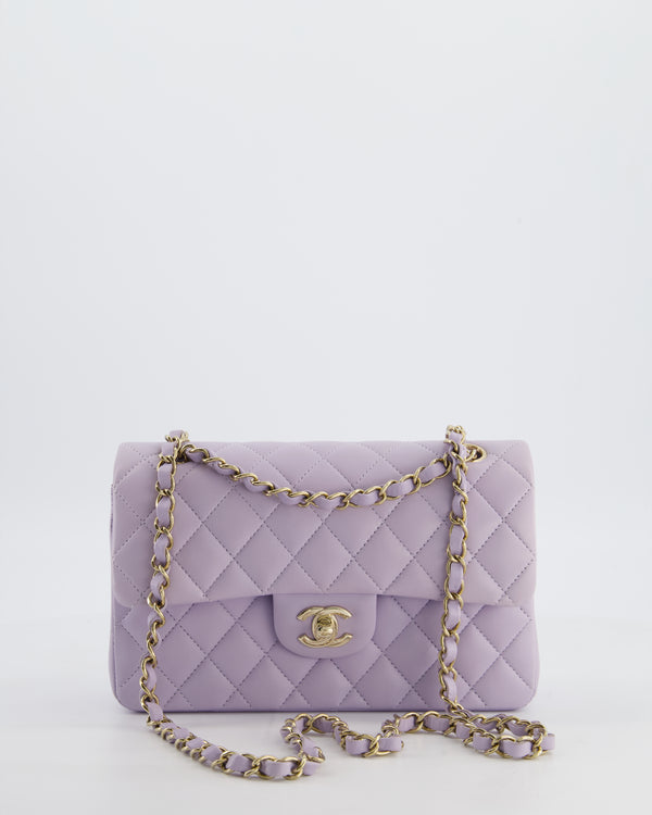 *CUTE COLOUR* Chanel Small Classic Double Flap Bag in Light Violet Lambskin Leather with Champagne Gold Hardware