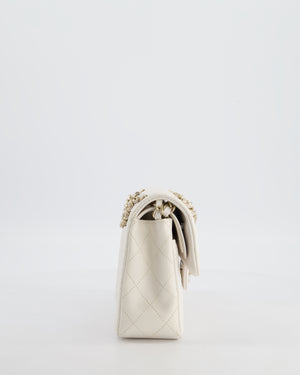 *RARE COLOUR* Chanel Small Classic Double Flap Bag in White Caviar Leather with Champagne Gold Hardware