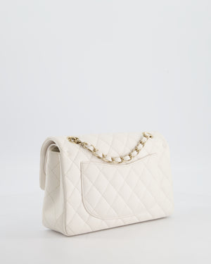 *RARE COLOUR* Chanel Small Classic Double Flap Bag in White Caviar Leather with Champagne Gold Hardware