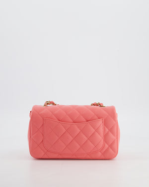 Chanel Classic Mini Rectangular Flap Bag in Hot Pink Lambskin Leather with Champagne Gold Hardware