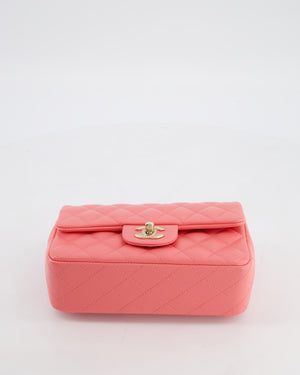 Chanel Classic Mini Rectangular Flap Bag in Hot Pink Lambskin Leather with Champagne Gold Hardware