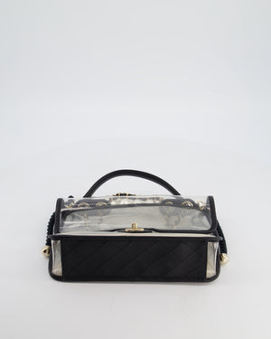 Chanel Black & PVC Coco Sand Medium Flap Bag with Pearl Strap and Champagne Gold Hardware