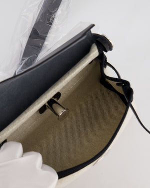 *NEW RELEASE & RARE* Hermès Herbag Zip 20 Bag in Ecru & Vert Amande Viking Toile H Canvas & Noir Vache Hunter Leather with Palladium Hardware