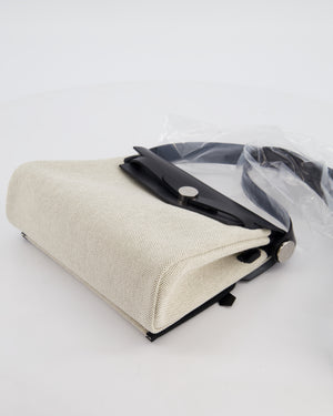 *NEW RELEASE & RARE* Hermès Herbag Zip 20 Bag in Ecru & Vert Amande Viking Toile H Canvas & Noir Vache Hunter Leather with Palladium Hardware