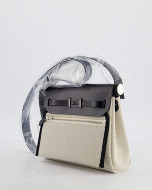 *NEW RELEASE & RARE* Hermès Herbag Zip 20 Bag in Ecru & Vert Amande Viking Toile H Canvas & Noir Vache Hunter Leather with Palladium Hardware