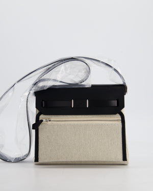 *NEW RELEASE & RARE* Hermès Herbag Zip 20 Bag in Ecru & Vert Amande Viking Toile H Canvas & Noir Vache Hunter Leather with Palladium Hardware