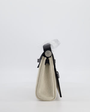 *NEW RELEASE & RARE* Hermès Herbag Zip 20 Bag in Ecru & Vert Amande Viking Toile H Canvas & Noir Vache Hunter Leather with Palladium Hardware