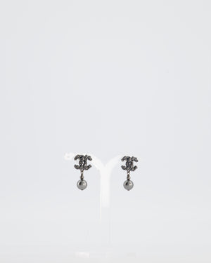 Chanel 15/A Black CC Earrings with Pearl Detail