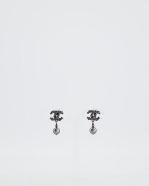 Chanel 15/A Black CC Earrings with Pearl Detail