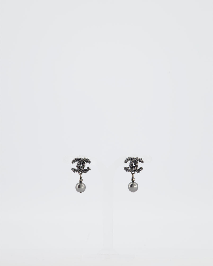 Chanel 15/A Black CC Earrings with Pearl Detail