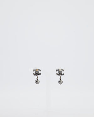 Chanel 15/A Black CC Earrings with Pearl Detail