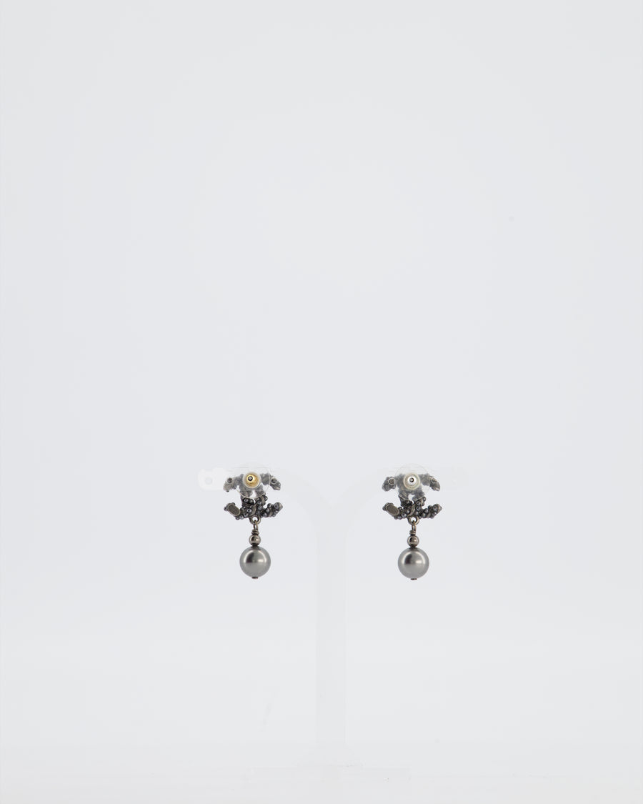 Chanel 15/A Black CC Earrings with Pearl Detail
