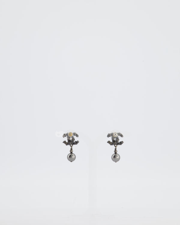 Chanel 15/A Black CC Earrings with Pearl Detail