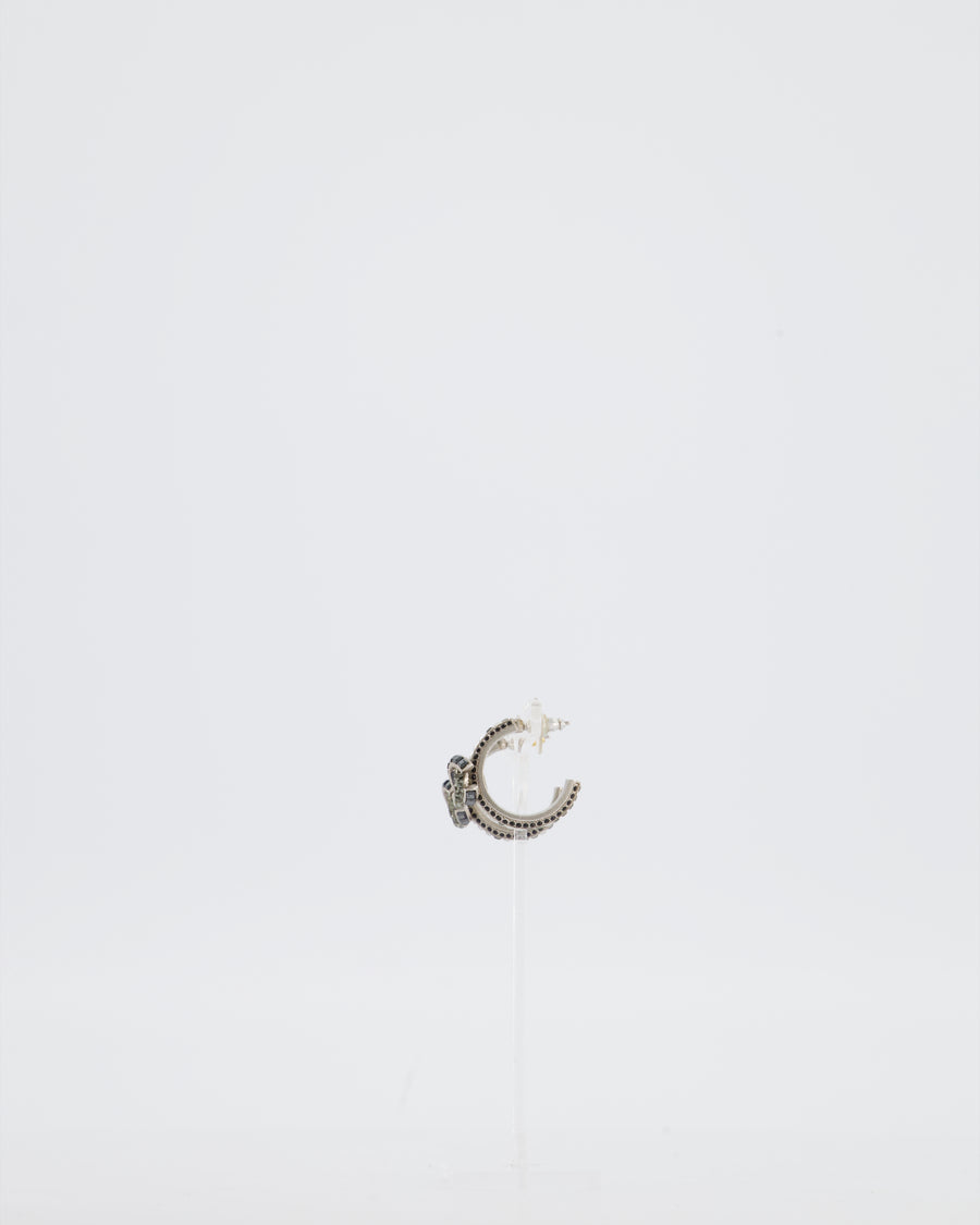 Chanel 14/P Black CC Strass Diamante Earrings