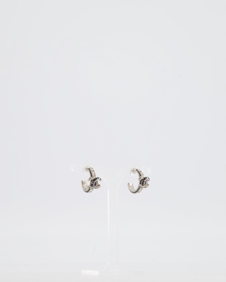 Chanel 14/P Black CC Strass Diamante Earrings