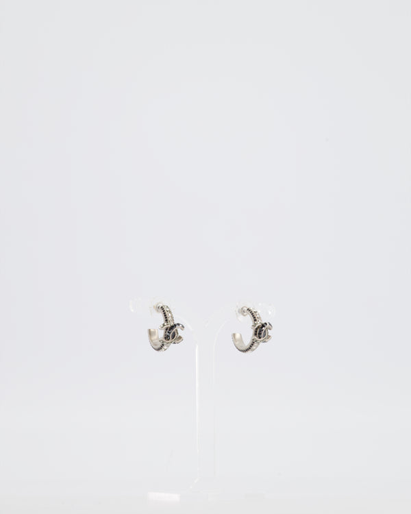 Chanel 14/P Black CC Strass Diamante Earrings