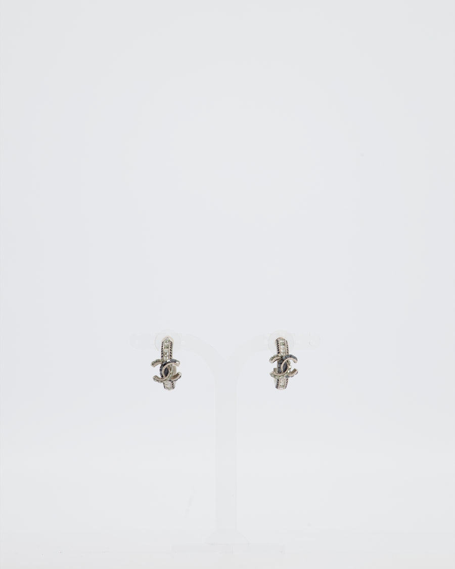 Chanel 14/P Black CC Strass Diamante Earrings