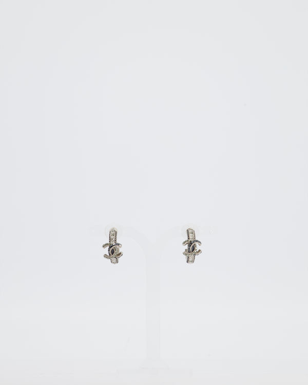 Chanel 14/P Black CC Strass Diamante Earrings