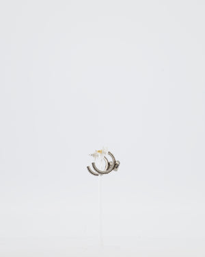 Chanel 14/P Black CC Strass Diamante Earrings