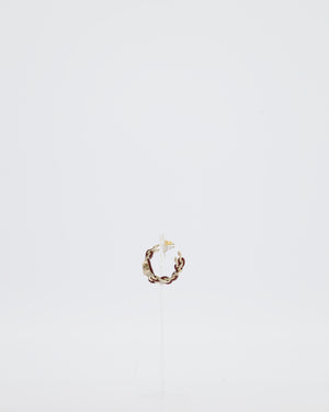 Chanel 15/B Champagne Gold Interlocking CC Weaved Leather Chain Earrings