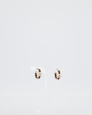 Chanel 15/B Champagne Gold Interlocking CC Weaved Leather Chain Earrings