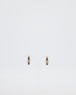 Chanel 15/B Champagne Gold Interlocking CC Weaved Leather Chain Earrings