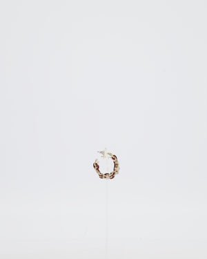 Chanel 15/B Champagne Gold Interlocking CC Weaved Leather Chain Earrings