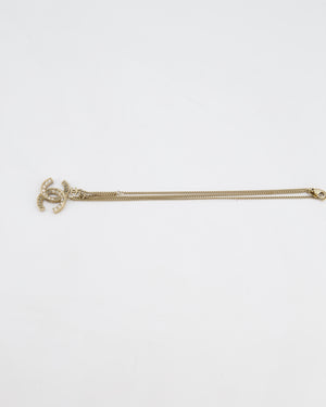 Chanel 12/A Champagne Gold Diamante CC Reversible Necklace