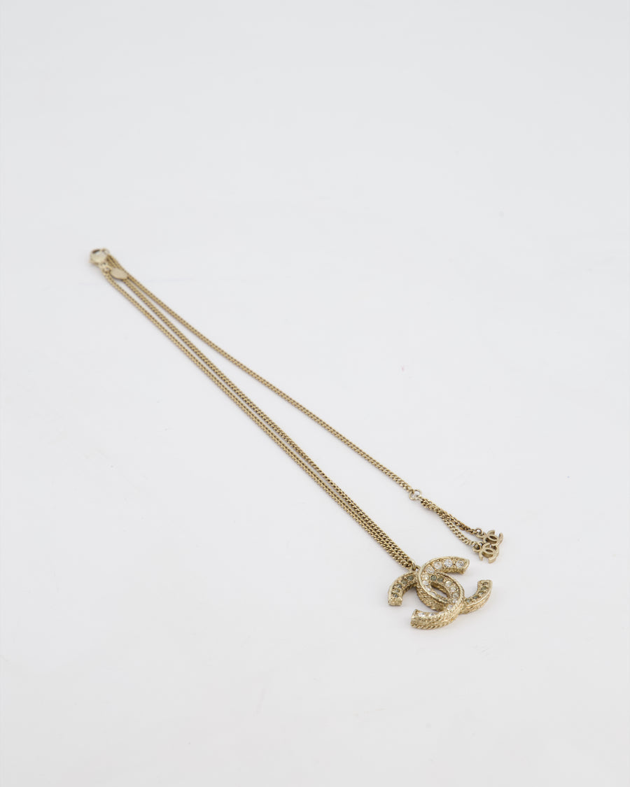 Chanel 12/A Champagne Gold Diamante CC Reversible Necklace