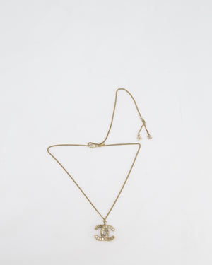 Chanel 12/A Champagne Gold Diamante CC Reversible Necklace