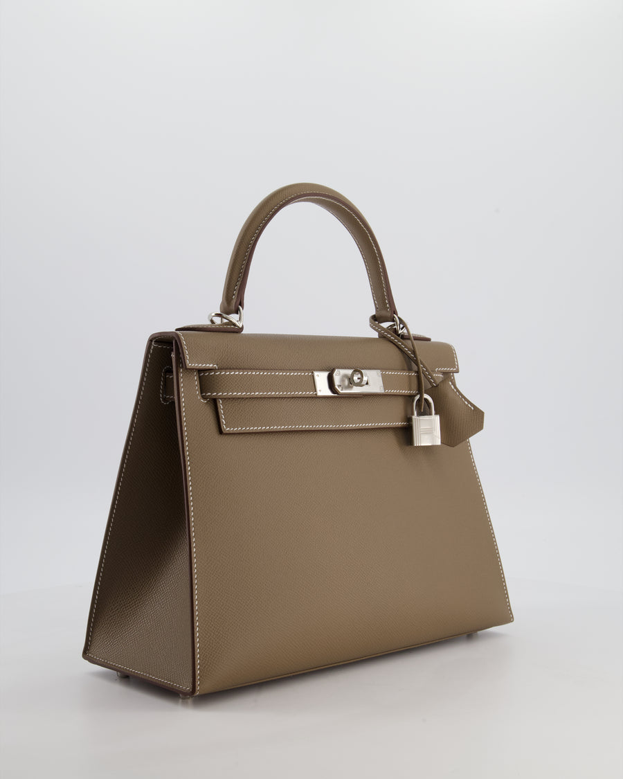 Hermès Kelly 28 Sellier Bag in Etoupe Epsom Leather with Palladium Hardware