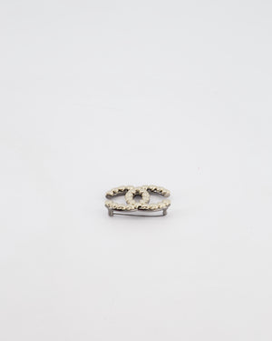 Chanel 22A Champagne Gold and Ruthenium CC Brooch with Heart Detail